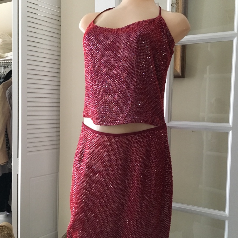 Gorgeous 2 piece midriff dress beaded size 12